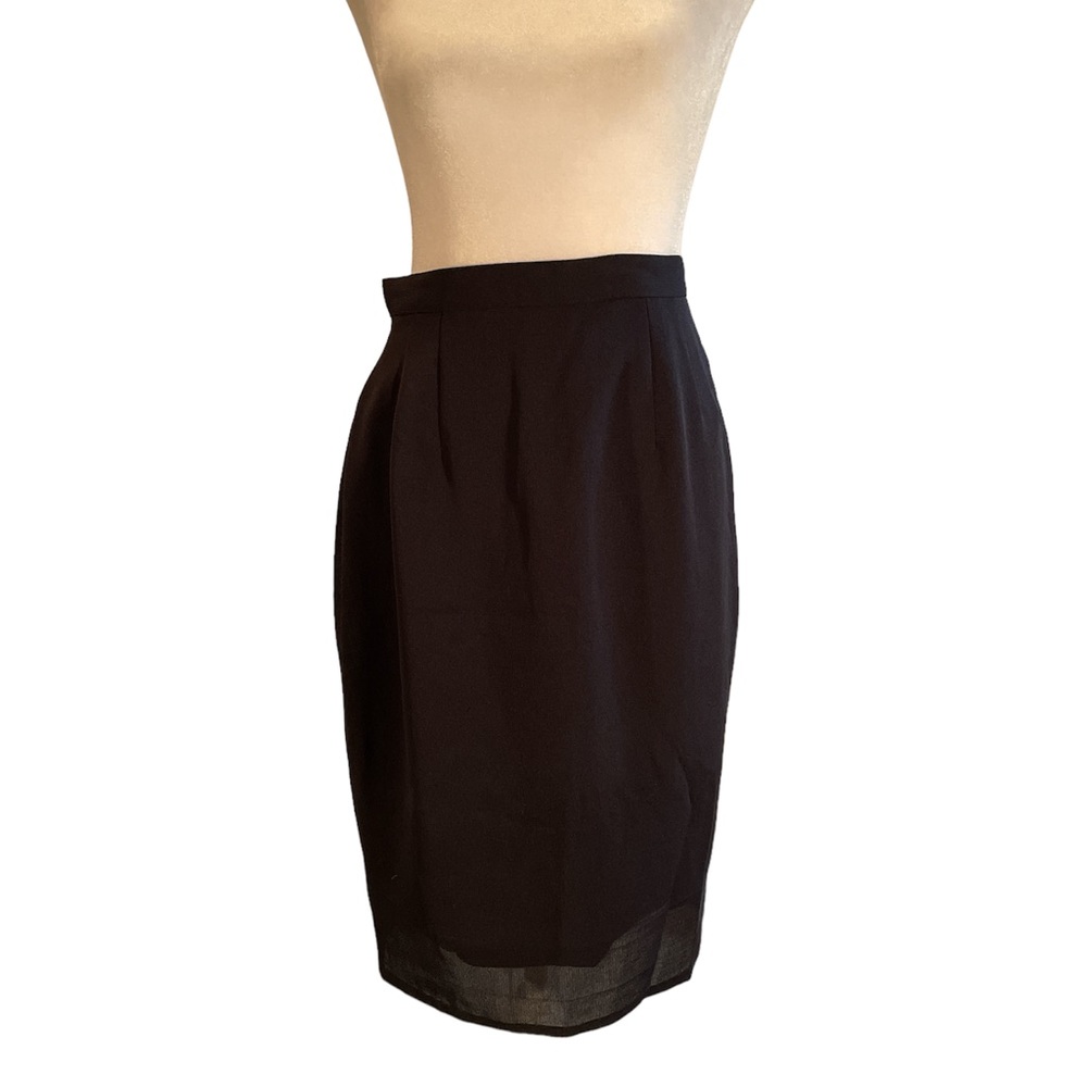 Navy Blue Japanese Made Skirt Light Sheer Material with Silky Lining Zip Up Back